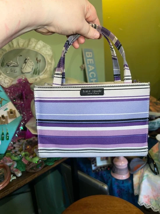 Vintage kate spade Purple and Lavender Striped Canvas Tote - Picture 5 of 11